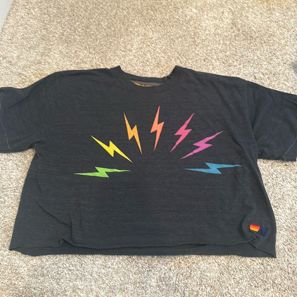Aviator Nation Rainbow Lightning Bolt Tshirt